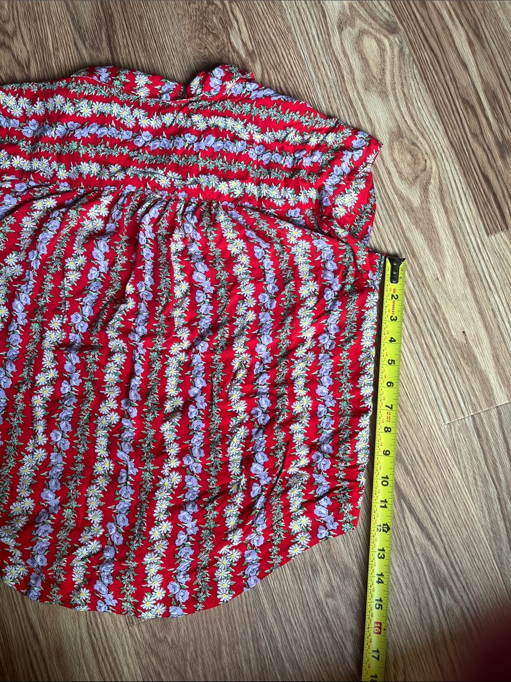 Anthropologie 49 of 52 Red Floral Stripe Sleeveless Button-Down Top - Picture 8 of 8